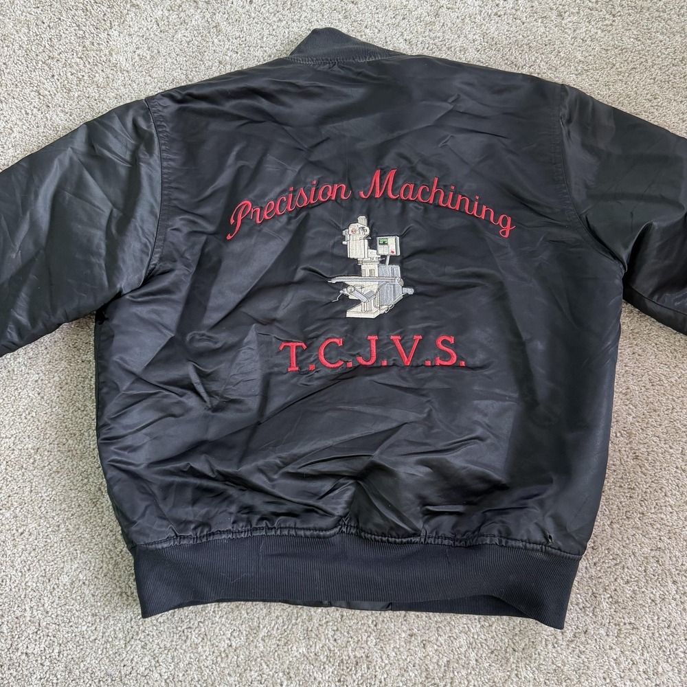 Vintage Game Sportswear Jacket Mens XL Black Quilted Precision Machining TCJVS